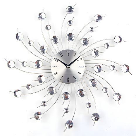 Безшумний настінний годинник (50 см) для спальні та вітальні "Зірка-G" NC сріблястий