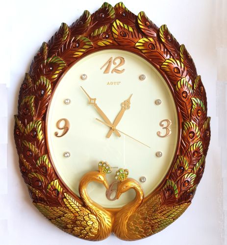 Настенные красивые часы с стразами камнями "Павлины" (60х50 см) Time