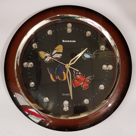 Настенные красивые часы камнями "Бабочки" (35 см) Time