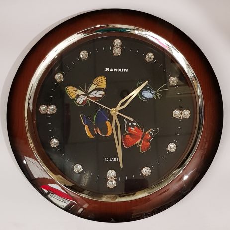 Настенные красивые часы камнями "Бабочки" (35 см) Time Настенные красивые часы камнями "Бабочки" (35 см) Time
