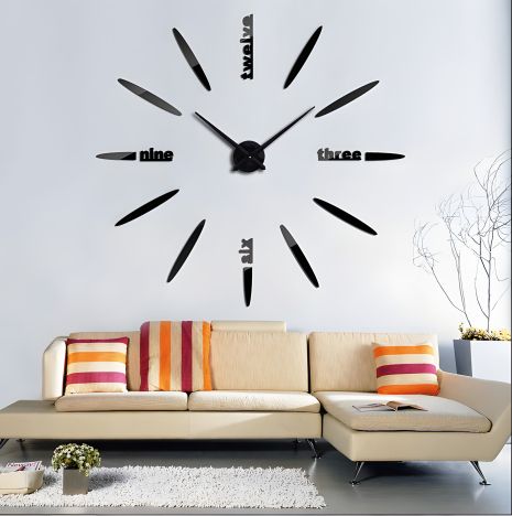 3D годинник Timelike™ 100 см, дизайнерський настінний чорний