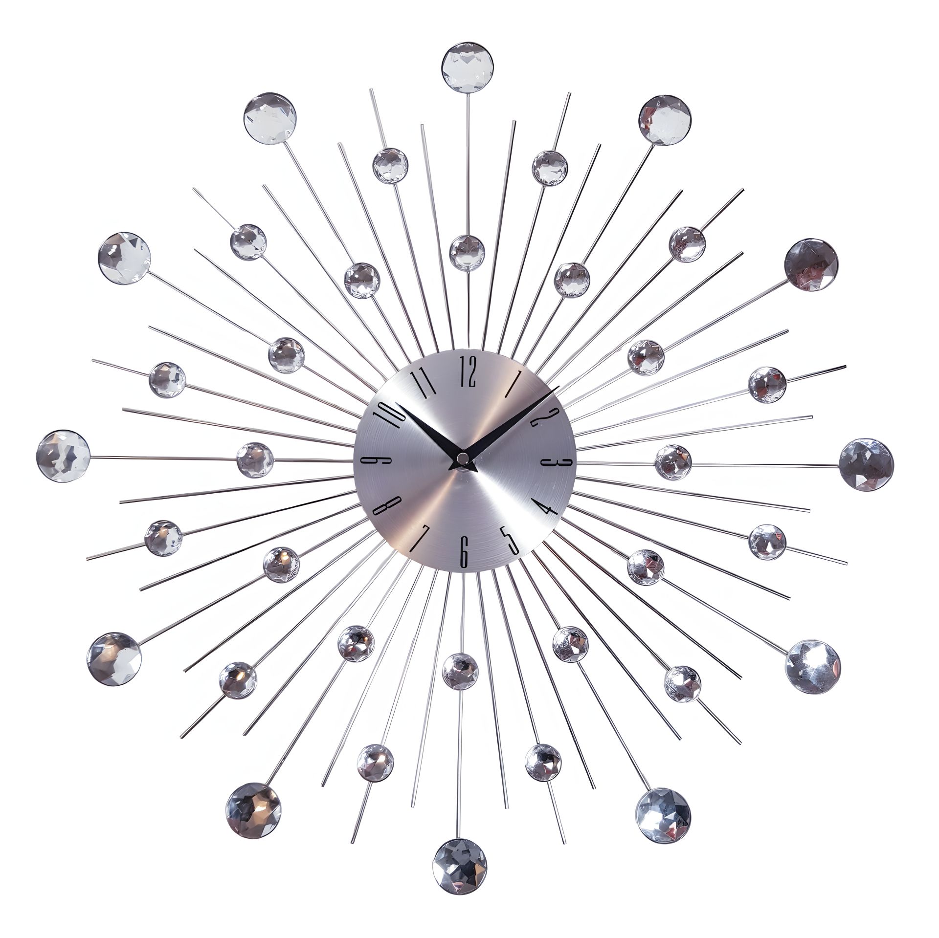 Безшумний годинник на стіну (50 см) в спальню вітальню гарний "Сонце-S" NC срібний сталевий Безшумний годинник на стіну (50 см) в спальню вітальню гарний "Сонце-S" NC срібний сталевий