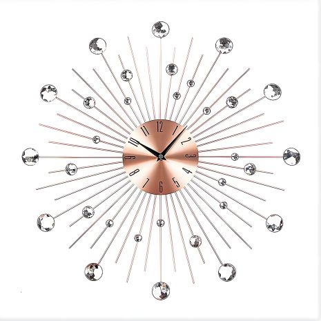 Стенные часы (50 см), бесшумные и красивые, для спальни и зала "Солнце-SB" NC золотистого цвета