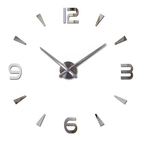 Годинник настінний 3D 130 см NC (Чехія) наліпка DIY 3Д ефект Арабський2-S великі оригінальні коричневі бронзові Сріблястий