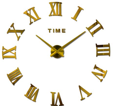 Великий настінний годинник 3D 130 см NC (Чехія) Римські-S золотий