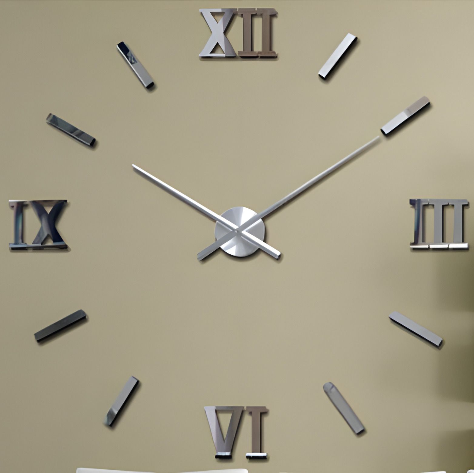 Настенные часы 3D 130 см NC (Чехия) Римские2-G серебристые Настенные часы 3D 130 см NC (Чехия) Римские2-G серебристые