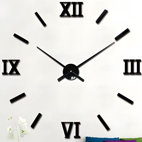 130 см настінний годинник 3D великий оригінальний чорний NC (Чехія) Римські2-G