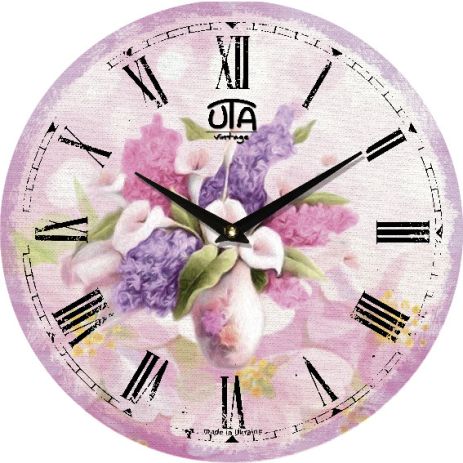 Дивіться стіну вінтаж (33 см) "Прованс" UTA-048-VP Рожевий