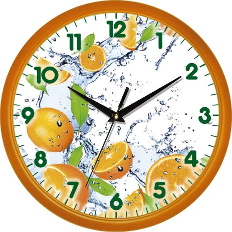 Настенные часы на кухню "Цитрусы" UTA-01-Or-74 оранжевые