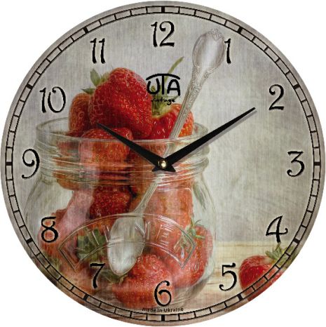 Настенные часы на кухню "Малина" UTA-013-VP серые