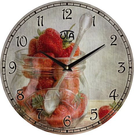 Настенные часы на кухню "Малина" UTA-013-VP серые
