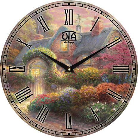 Настінний годинник (33 см) "Літній пейзаж" uta-022-vp рожевий