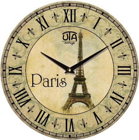Настенные часы (33 cм) "Париж" UTA-005-VT бежевые