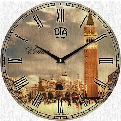 Настенные часы (33 cм) "Вена" UTA-007-VT бежевые
