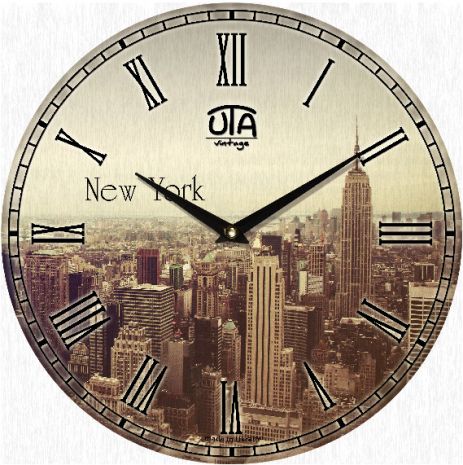 Настінний годинник (33 см) "Нью-Йорк" UTA-011-VT Beige