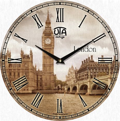 Настінний годинник (33 см) "Лондон" UTA-012-VT BEIGE