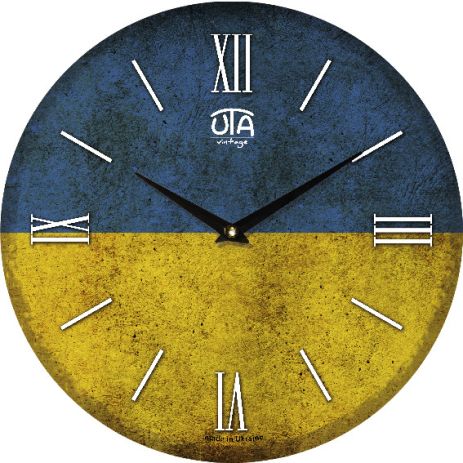 Настенные часы (33 cм) "Флаг Украины" UTA-016-VT синие