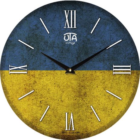 Настенные часы (33 cм) "Флаг Украины" UTA-016-VT синие