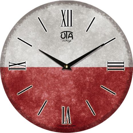 Настенные часы (33 cм) "Флаг Польши" UTA-017-VT красные