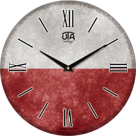 Настенные часы (33 cм) "Флаг Польши" UTA-017-VT красные