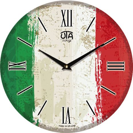 Настінний годинник (33 см) "Італійський прапор" UTA-018-VT Білий