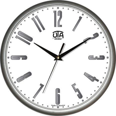 Офисные настенные часы (30 cм) UTA-01-S-12 серебристые