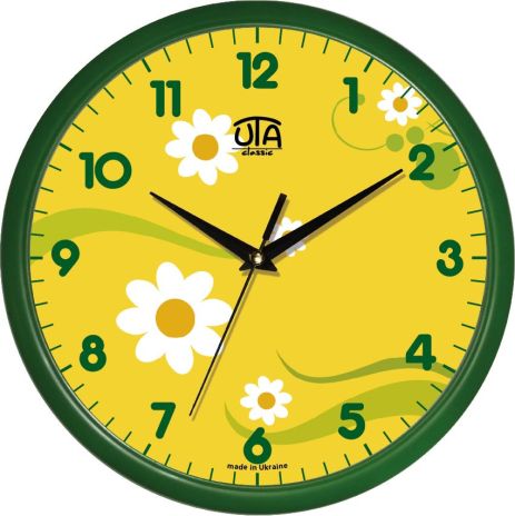 Настенные часы (30 cм) "Ромашки" UTA-01-GR-08 салатовые