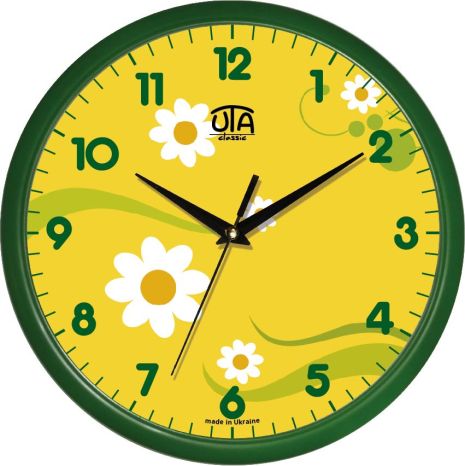 Настінний годинник (30 см) "ромашка" UTA-01-GR-08 салат
