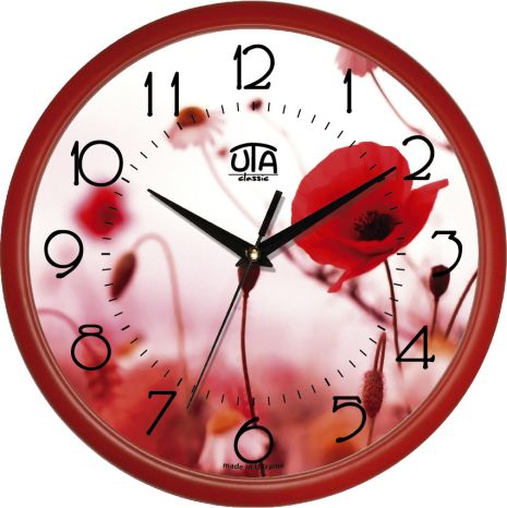 Настенные часы (30 cм) "Маки" UTA-01-R-44 красные