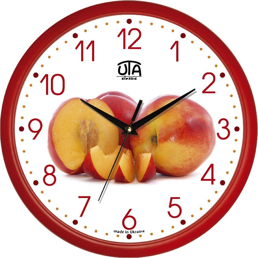 Часы кухонные настенные "Персики" UTA-01-R-66 красные Часы кухонные настенные "Персики" UTA-01-R-66 красные