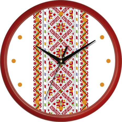 Настінний годинник (30 см) "вишивка" uta-01-r-53 червоний