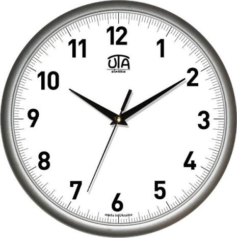 Настенные часы в офис (30 cм) UTA-01-S-39 серебристые
