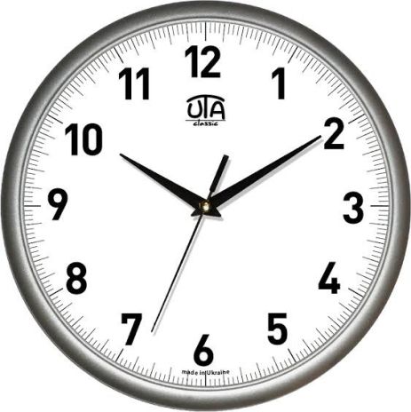 Настенные часы в офис (30 cм) UTA-01-S-39 серебристые