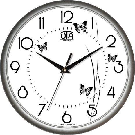 Настенные часы (30 cм) UTA-01-S-28- серебристые Настенные часы (30 cм) UTA-01-S-28- серебристые