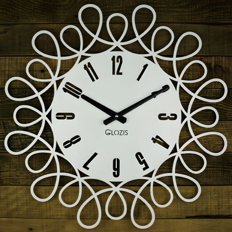 Настенные дизайнерские часы Glozis-B-020 Romantic Романтика белые (50 см) [Металл, Открытые, Цвета]