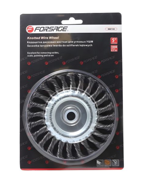Кордщетка дисковая стальная витая для УШМ 175мм, в блистере FORSAGE F-BWF107