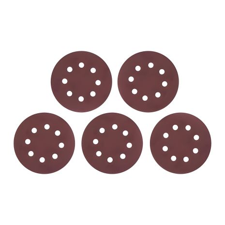 Наждаковий круг на липучці 125 мм, з отворами, 5 од., INTERTOOL BT-0594