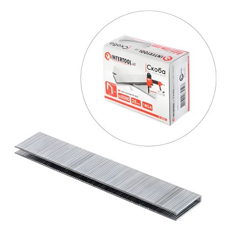 Скоба для степлера PT-1612 25×5,7(5,8) мм, 18GA, 1,25×1,0 мм, 5000 шт/уп INTERTOOL PT-8325 Скоба для степлера PT-1612 25×5,7(5,8) мм, 18GA, 1,25×1,0 мм, 5000 шт/уп INTERTOOL PT-8325