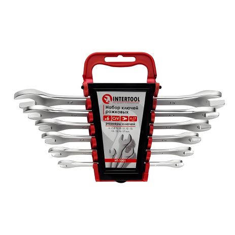 Набор ключей рожковых, 6 шт., 6-17 мм, Cr-V INTERTOOL HT-1001 Набор ключей рожковых, 6 шт., 6-17 мм, Cr-V INTERTOOL HT-1001
