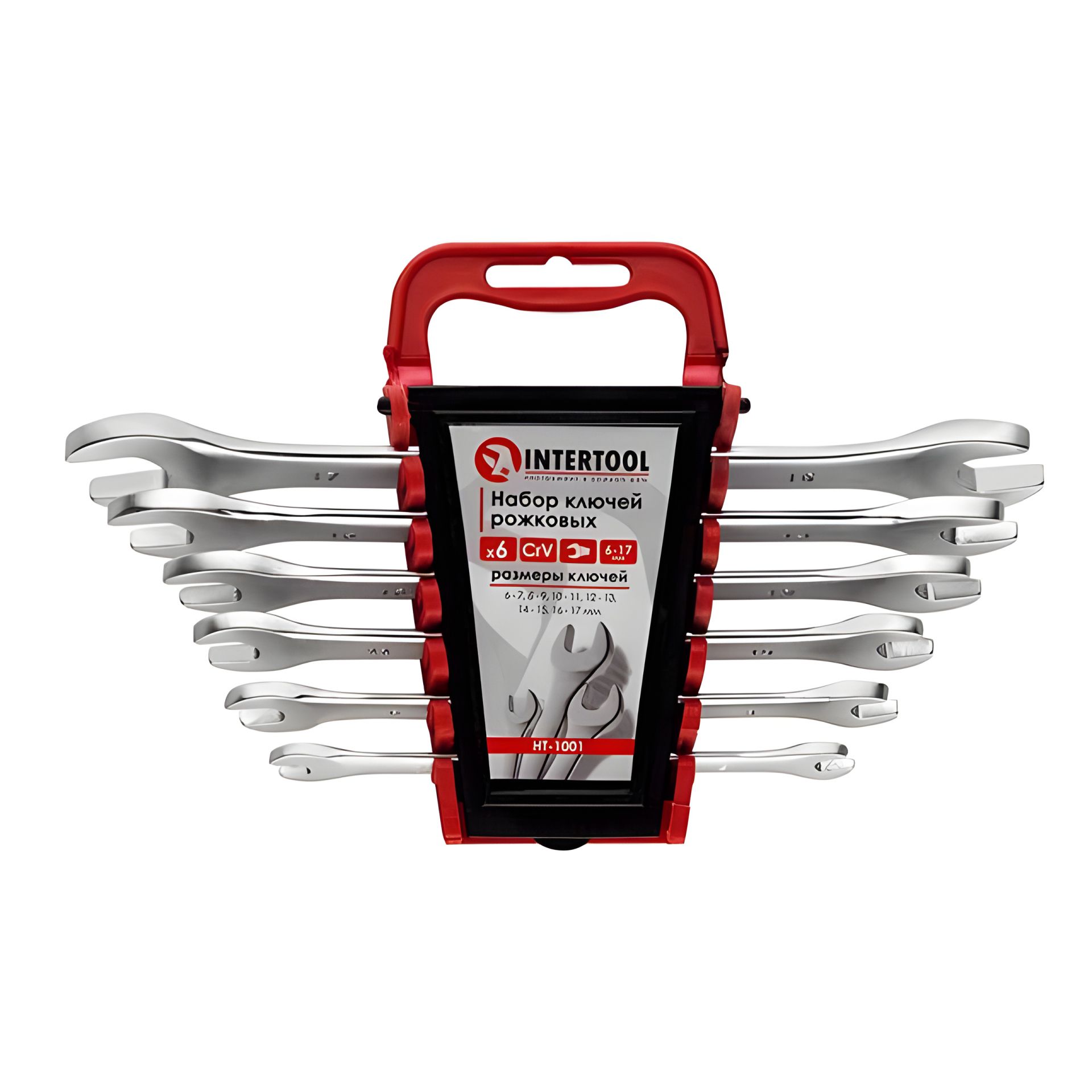 Комплект рожковых ключей, 6 шт., 6-17 мм, Cr-V INTERTOOL HT-1001 Комплект рожковых ключей, 6 шт., 6-17 мм, Cr-V INTERTOOL HT-1001