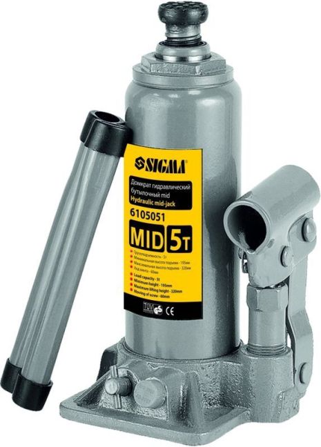 Домкрат гідравлічний пляшковий mid 3т H 180-350 мм Sigma 6105031 Домкрат гідравлічний пляшковий mid 3т H 180-350 мм Sigma 6105031