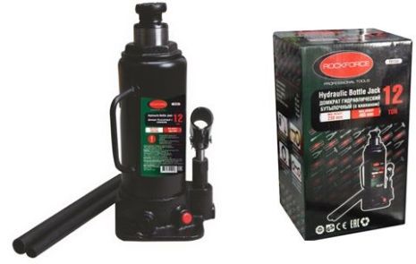 Домкрат бутылочный 12т с клапаном (высота подхвата - 230мм, высота подъема - 465мм, ход штока - 155мм) ROCKFORCE FORSAGE RF-T91204 Домкрат бутылочный 12т с клапаном (высота подхвата - 230мм, высота подъема - 465мм, ход штока - 155мм) ROCKFORCE FORSAGE RF-T91204