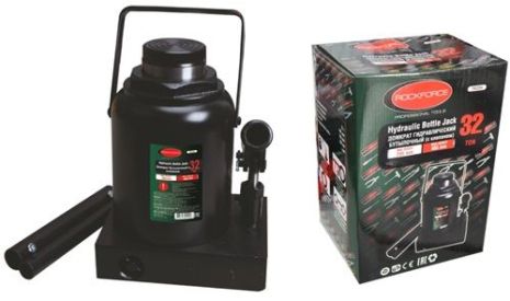 Домкрат бутылочный 32т с клапаном (высота подхвата - 285мм, высота подъема - 465мм, ход штока - 180мм) ROCKFORCE RF-T93204 Домкрат бутылочный 32т с клапаном (высота подхвата - 285мм, высота подъема - 465мм, ход штока - 180мм) ROCKFORCE RF-T93204