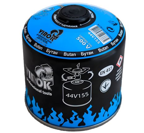 Газовый баллон 1-разовый с резьбой 500g/870ml. для плит/кемпинга (EN417) BUTAN VIROK 44V155 Газовый баллон 1-разовый с резьбой 500g/870ml. для плит/кемпинга (EN417) BUTAN VIROK 44V155