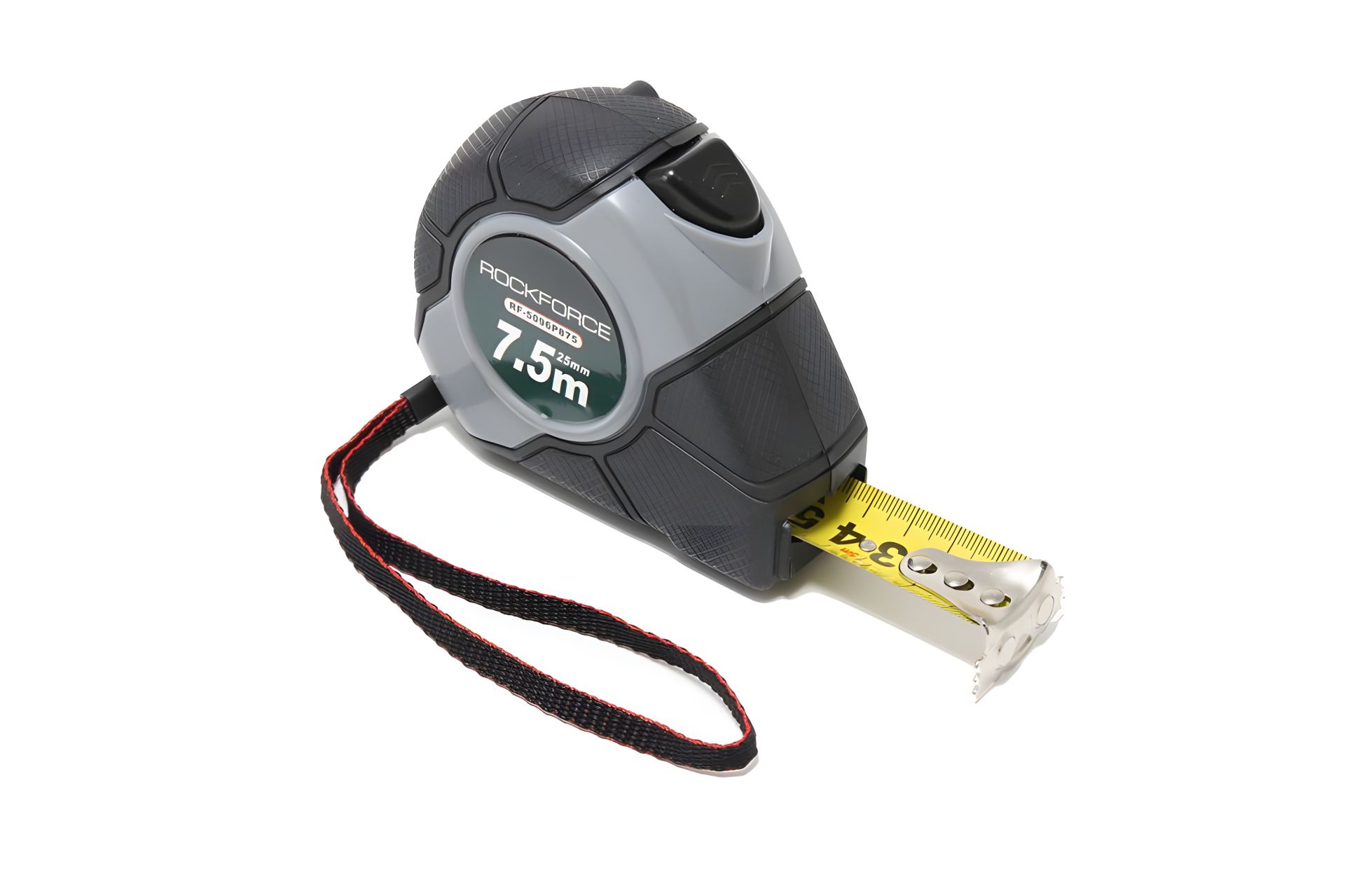 Рулетка 5мх19мм з магнітним зачепом і автоблокуванням в двокомпонентному корпусі, у блістері ROCKFORCE RF-5096P805 Рулетка 5мх19мм з магнітним зачепом і автоблокуванням в двокомпонентному корпусі, у блістері ROCKFORCE RF-5096P805