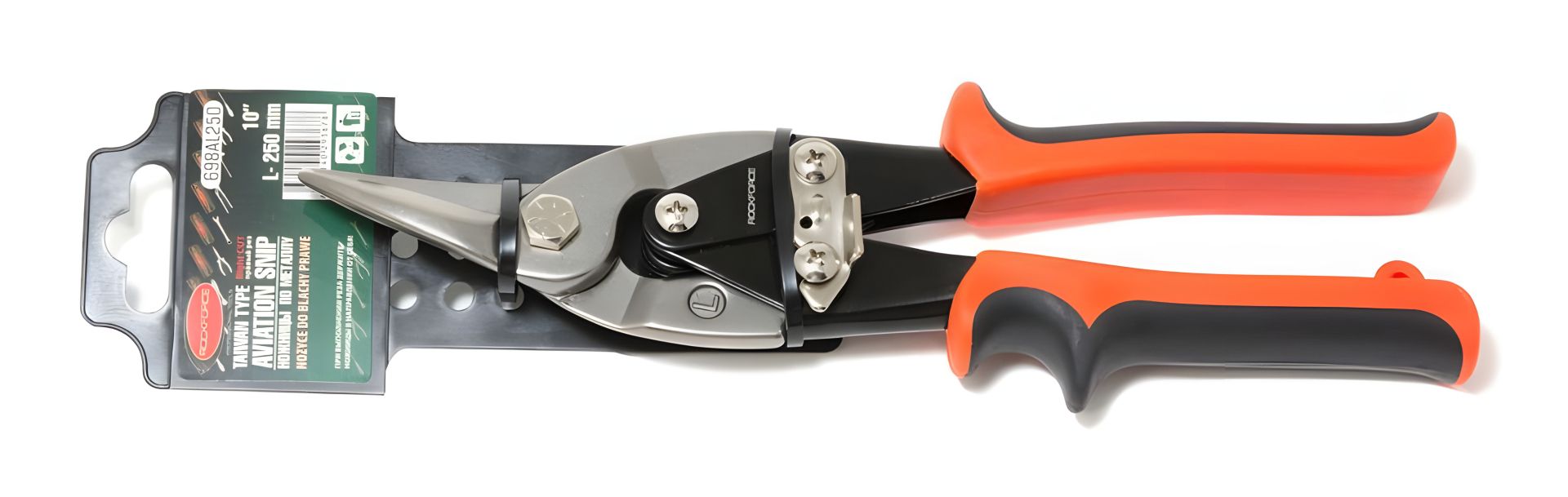 Металлические ножницы "правый рез" 10"-250мм, в пластиковом держателе ROCKFORCE RF-698AL250 Металлические ножницы "правый рез" 10"-250мм, в пластиковом держателе ROCKFORCE RF-698AL250