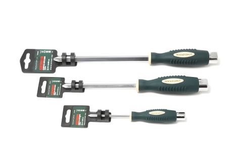 Хрестова магнітна викрутка "Profi" S2 PH3.0х150мм, пластиковий утримувач ROCKFORCE FORSAGE RF-70230150