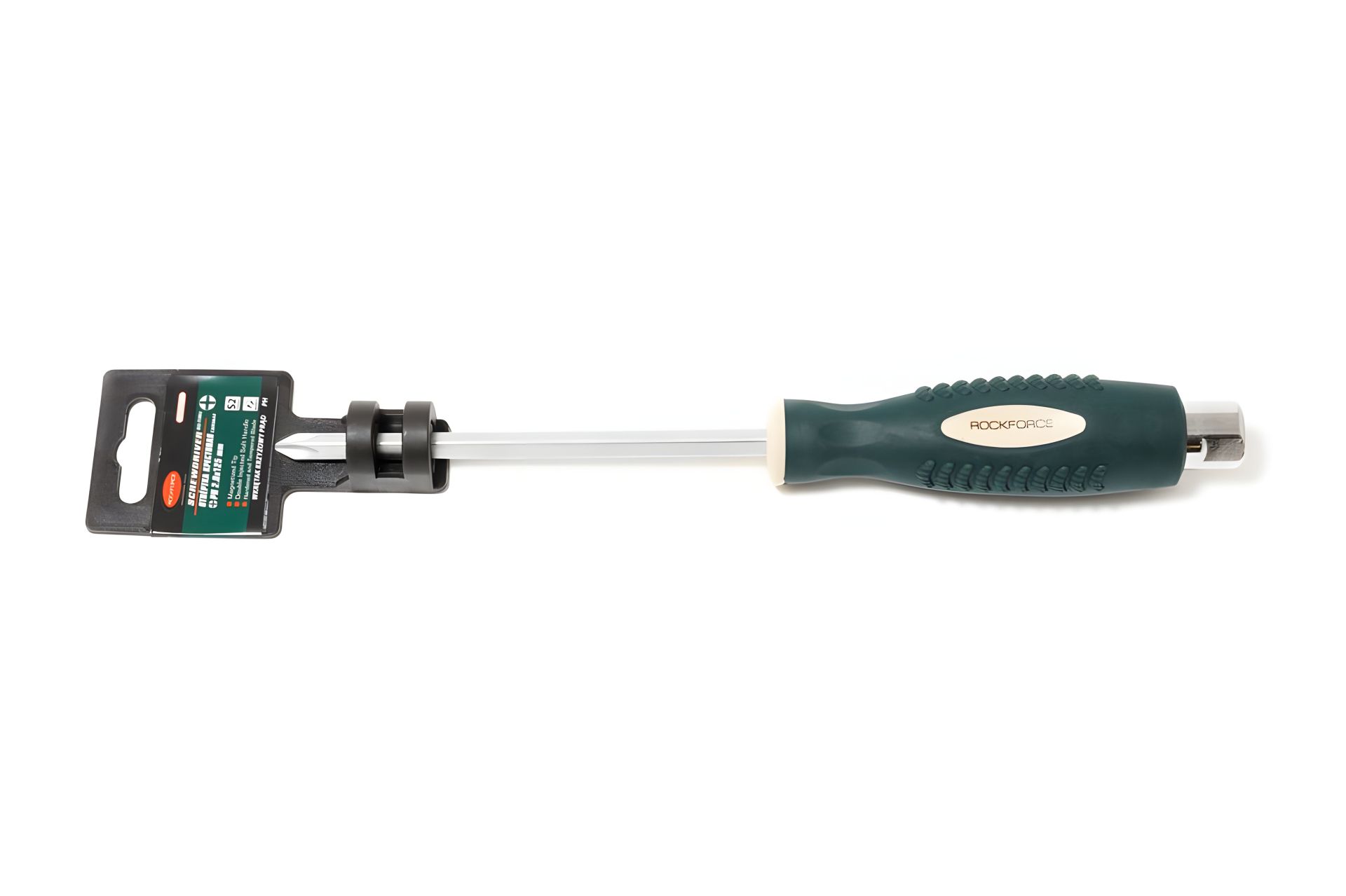 Викрутка хрестова магнітна під ключ S2 PH2.0х125мм, на пластиковому тримачі ROCKFORCE FORSAGE RF-70220125 Викрутка хрестова магнітна під ключ S2 PH2.0х125мм, на пластиковому тримачі ROCKFORCE FORSAGE RF-70220125