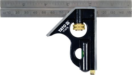 Металлический многофункциональный уголок 150 мм с уровнем 45|90˚, Yato YT-70770 Металлический многофункциональный уголок 150 мм с уровнем 45|90˚, Yato YT-70770