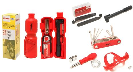 Інструментів набір для обслуговування велосипеда 27пр.+утримувач фляги, в тубі (червоний) WMC TOOLS WT-2727R Інструментів набір для обслуговування велосипеда 27пр.+утримувач фляги, в тубі (червоний) WMC TOOLS WT-2727R